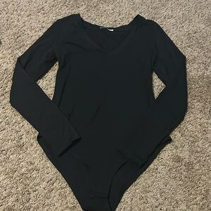 UNTYHOTS Women's V-Neck Long Sleeve Tops Basic Leotard Bodysuit